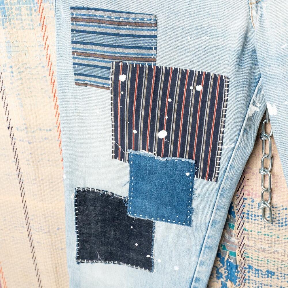 Custom handmade sashiko levis patchwork jeans size 31 x 30 - Picture 3 of 7